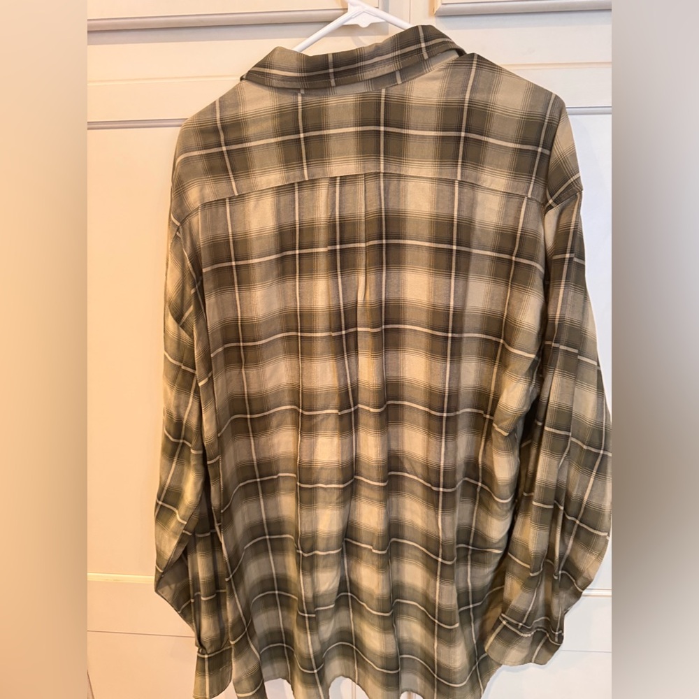 True Grit Men's Plaid Shirt - Green and Tan - Picture 3 of 3